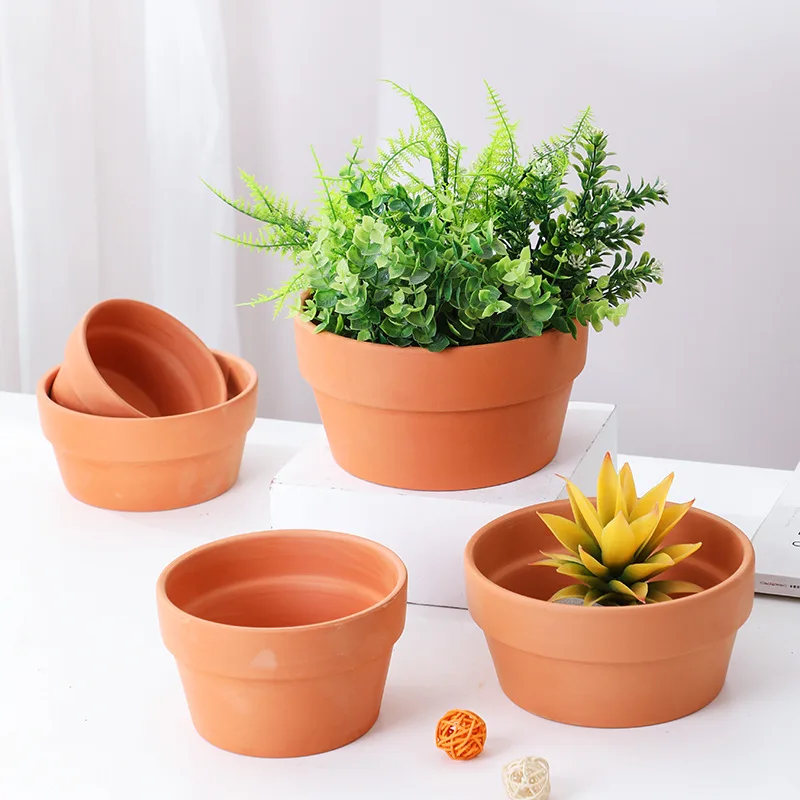 Round Plant Pot Tray with Drainage Holes Imitation Ceramic Pot Plate for Flowers Plants Cactus Bonsai Gardening Supplies