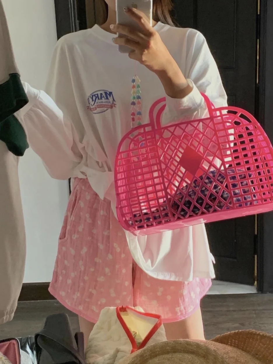 เสื้อยืดผ้าฝ้ายแท้คอกลมพิมพ์ลายด้านหน้าและด้านหลัง สไตล์ลำลองสำหรับผู้หญิง