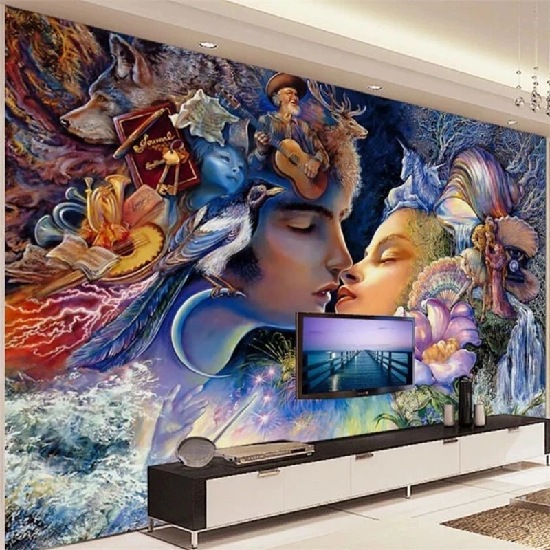 Customized 3D Wallpaper Modern Creative Couple Character Oil Painting Fantasy Mural Living room TV background bedroom restaurant