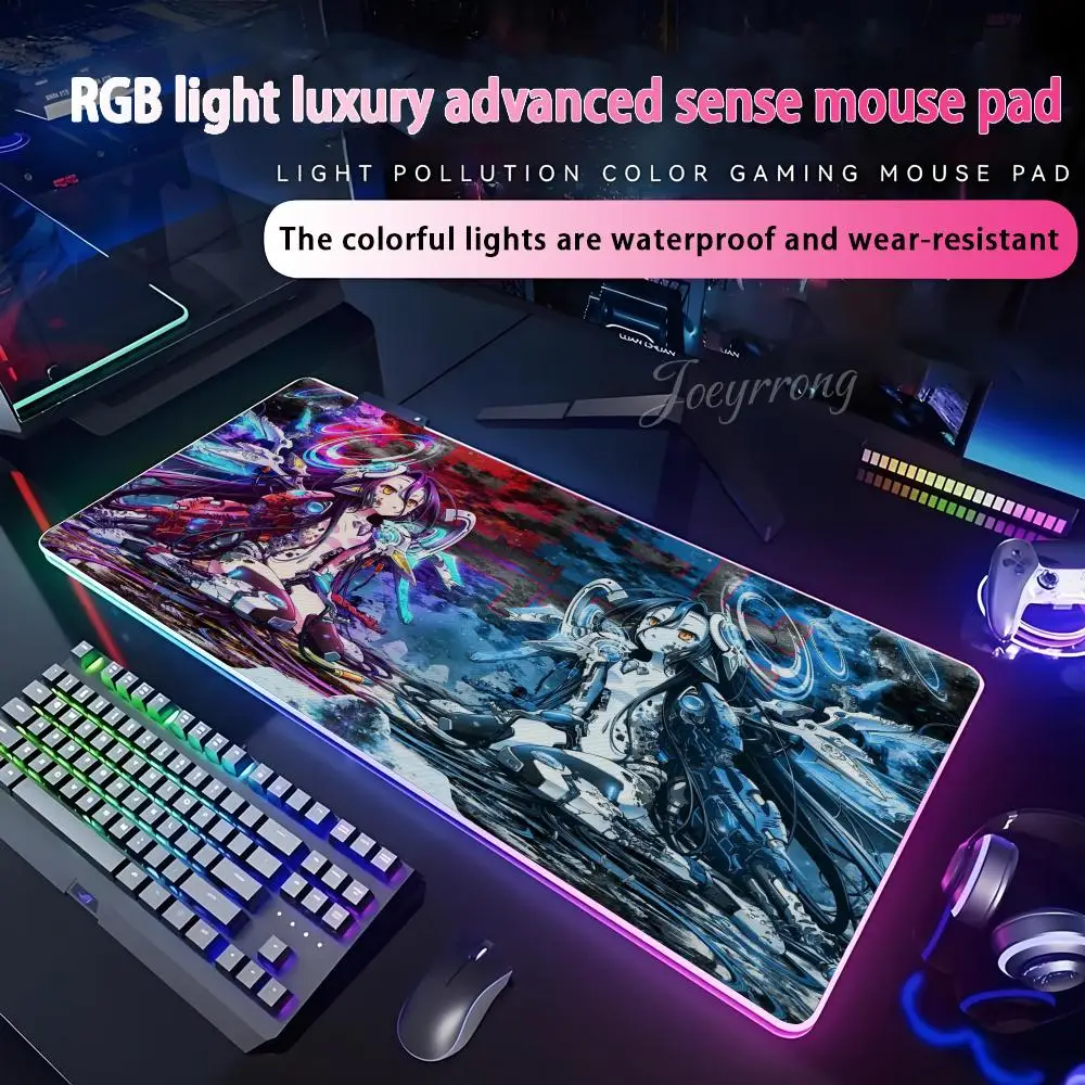

No Game No Lifes Mouse Pad RGB Extended Gaming Keyboard Seven colors LED Mats Large 1000x500mm XXL Gamer