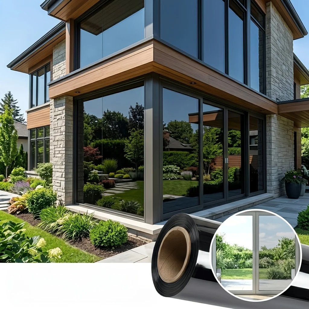 One Way Privacy Window Film Roll Heat Block UV Block Sun Block Static Cling No Glue for Home Office