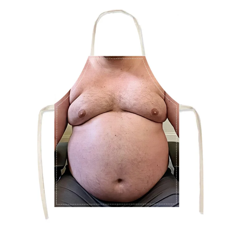 1pc Funny Apron with Human Torso Print for Men Women Kitchen Cooking Baking BBQ Grill Party Costume Novelty Gift Idea