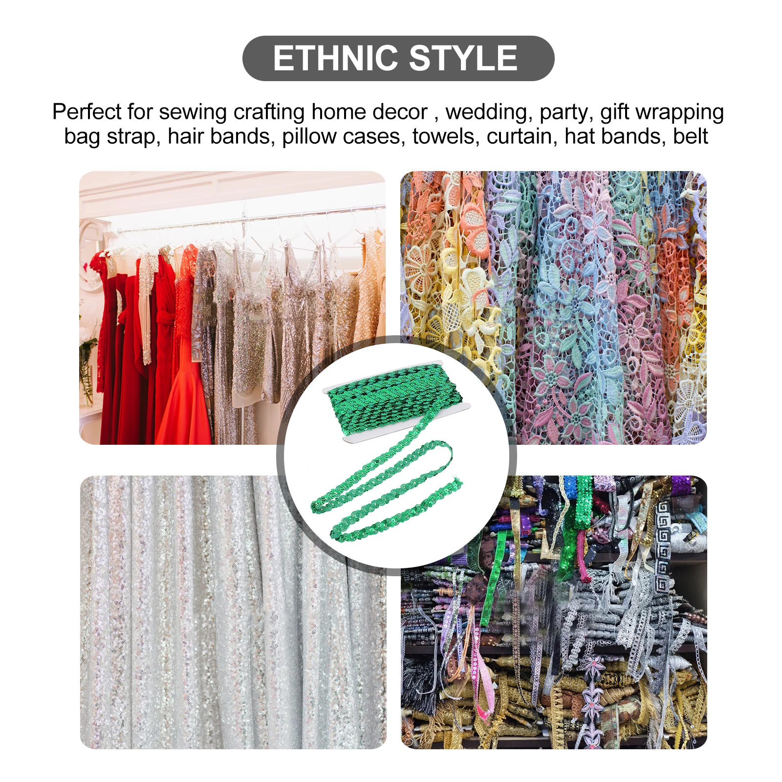 

Sequin Braid Trim Polyester Elastic B DIY Sewing Material Garment Lace Clothing Ribbon H made Decorative Accessories