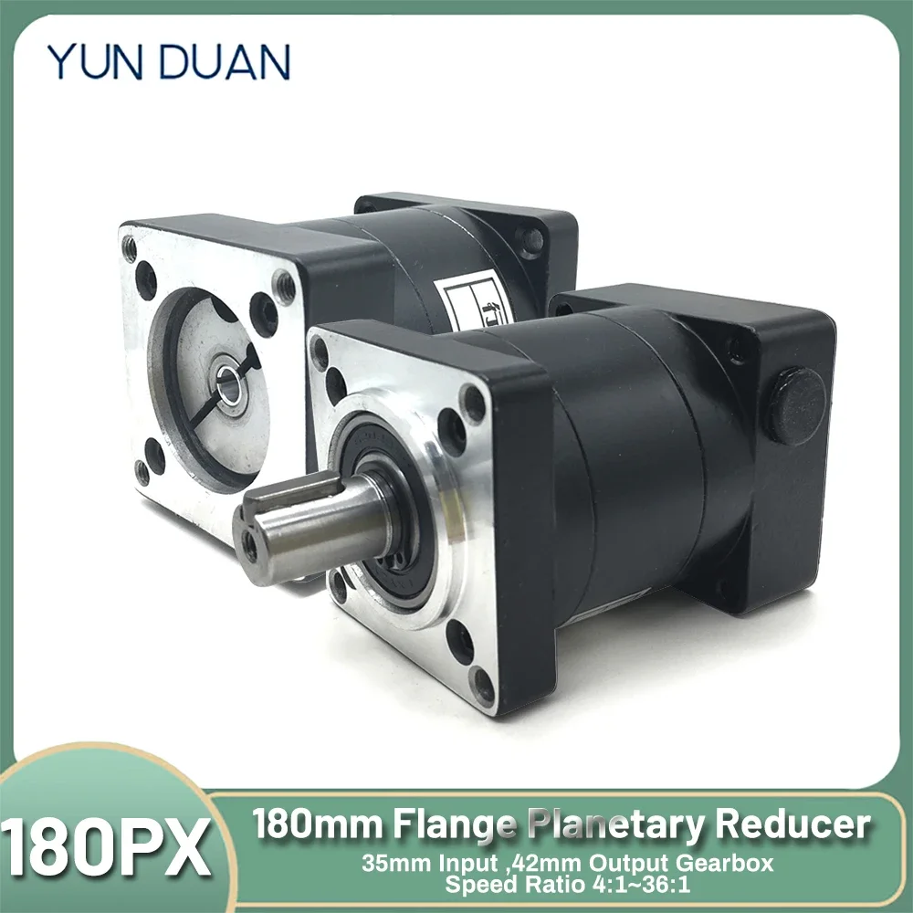 

180mm Flange Planetary Reducer Step-down Gearbox 35mm input Ratio 4:1/5 1/16 1/20 1/36 1 for 3kw~7.5Kw Servo Motor