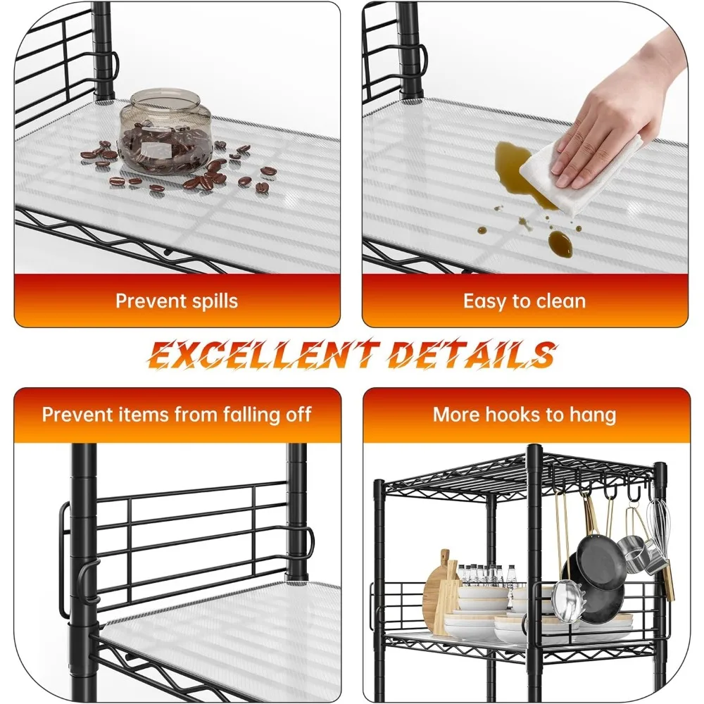 Adjustable 5-Tier Metal Wire Pantry Storage Unit with Side Blockers, 59.1 High