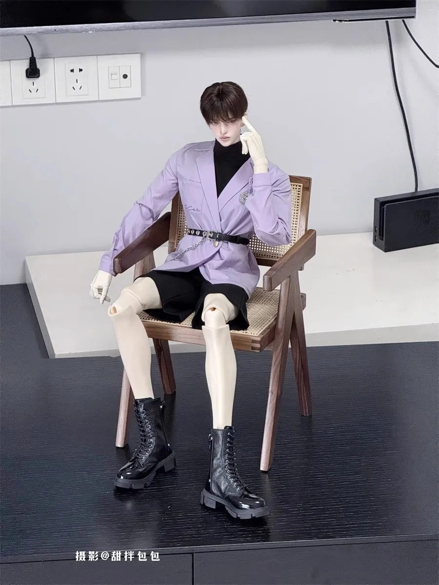 

Обувь для куклы BJD, игрушка ID75, ботильоны на толстой подошве с круглым носком для девочек и мальчиков, красивые кожаные глянцевые черные ботильоны на шнуровке с заклепками, аксессуары для кукол