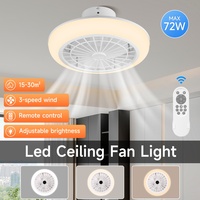 72W Ceiling Fan Light with Remote Control 85-265V Dimmable House Lighting Ceiling Lamp Led Fans for Living Room Kitchen Bedroom
