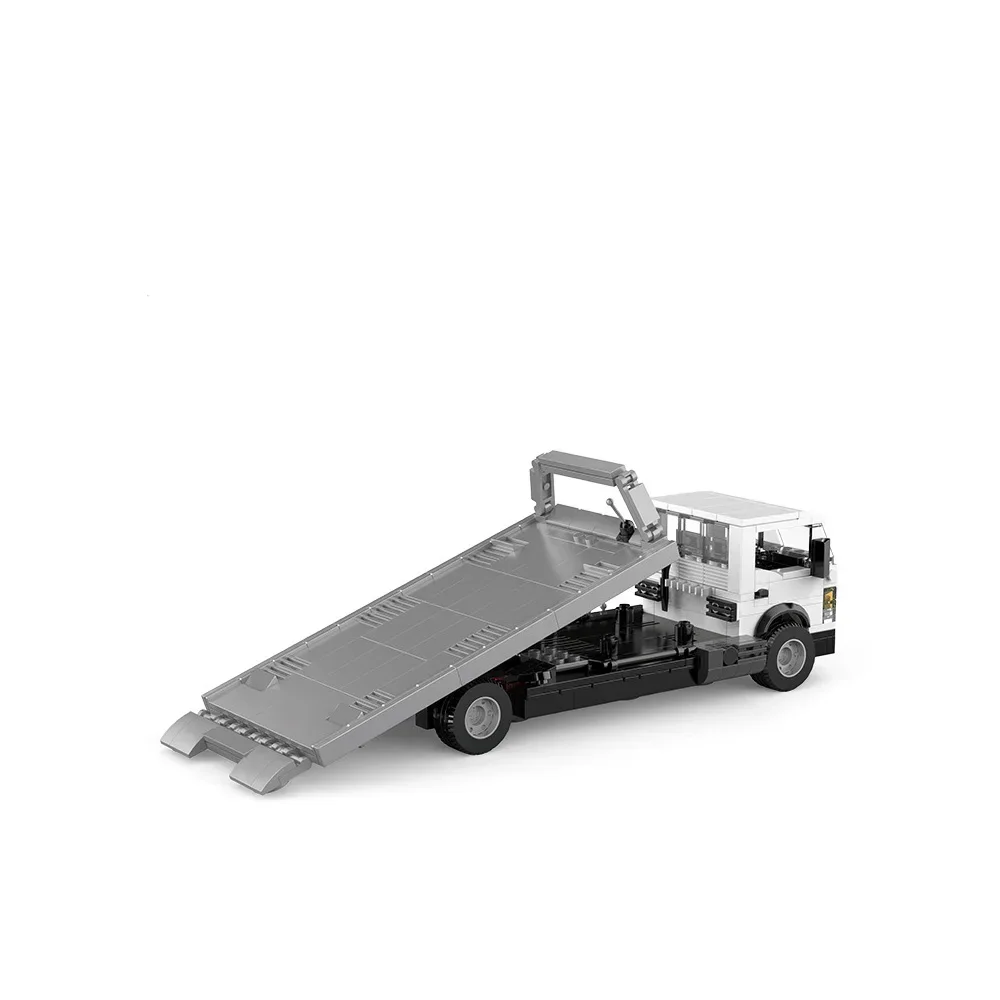 MOC Flatbed รถบรรทุกพาเลทรถบรรทุกสไลด์ Tiltable Building Blocks เมืองวิศวกรรมยานพาหนะไอเดียของเล่นวันหยุดของขวัญตกแต่งบ้าน