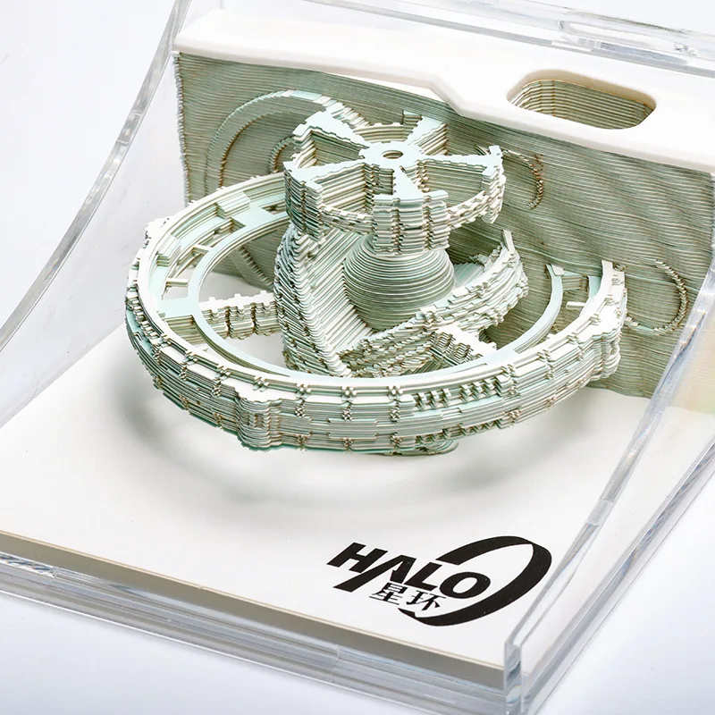 Anillo de estrella con temática de ciudad, papel en capas estéreo 3D tallado, nota adhesiva creativa Cultural con encanto arquitectónico cósmico