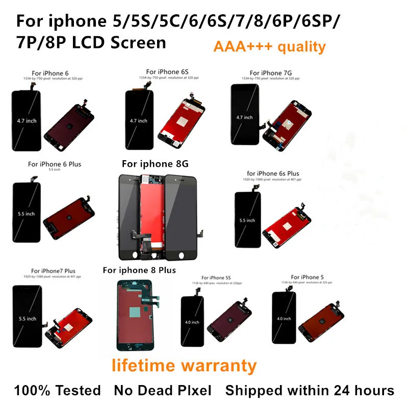 AAA+++Quality Display For iPhone 4 6 6S LCD Screen With 3D Touch Screen Digitizer Assembly For iphone 6 Plus 6S 7 8 Plus Display