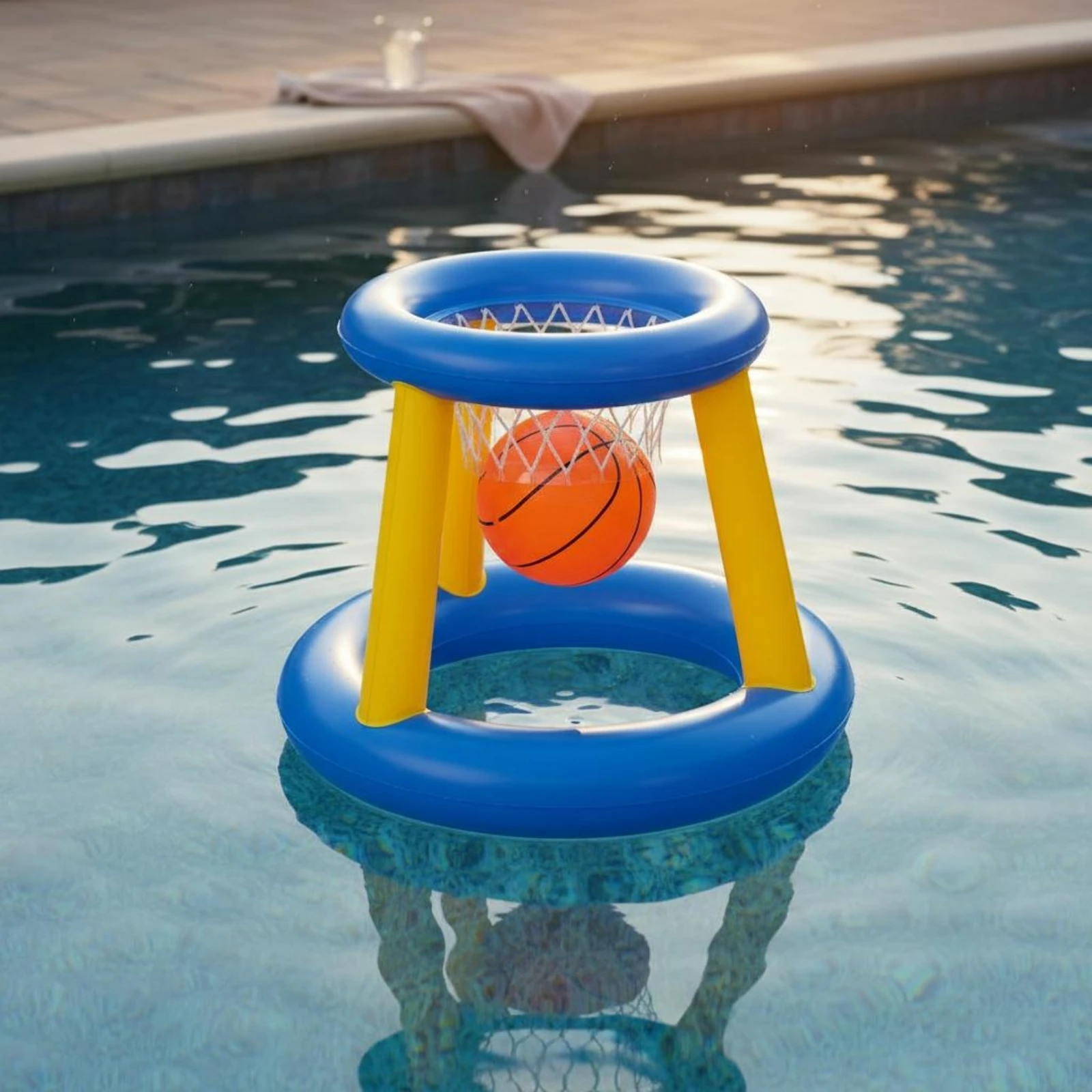 

Pool Tossing Target Game Includes Ball Inflatable Hoop Game Net Target Hoop Buoyant Water Toy Netted