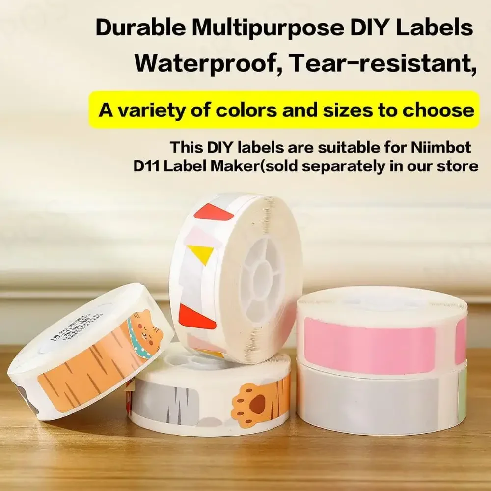 Niimbot D11 D110 Mini Label Printer Paper Printing Label Waterproof Anti-Oil Price Label Pure Color Scratch-Resistant Sticker