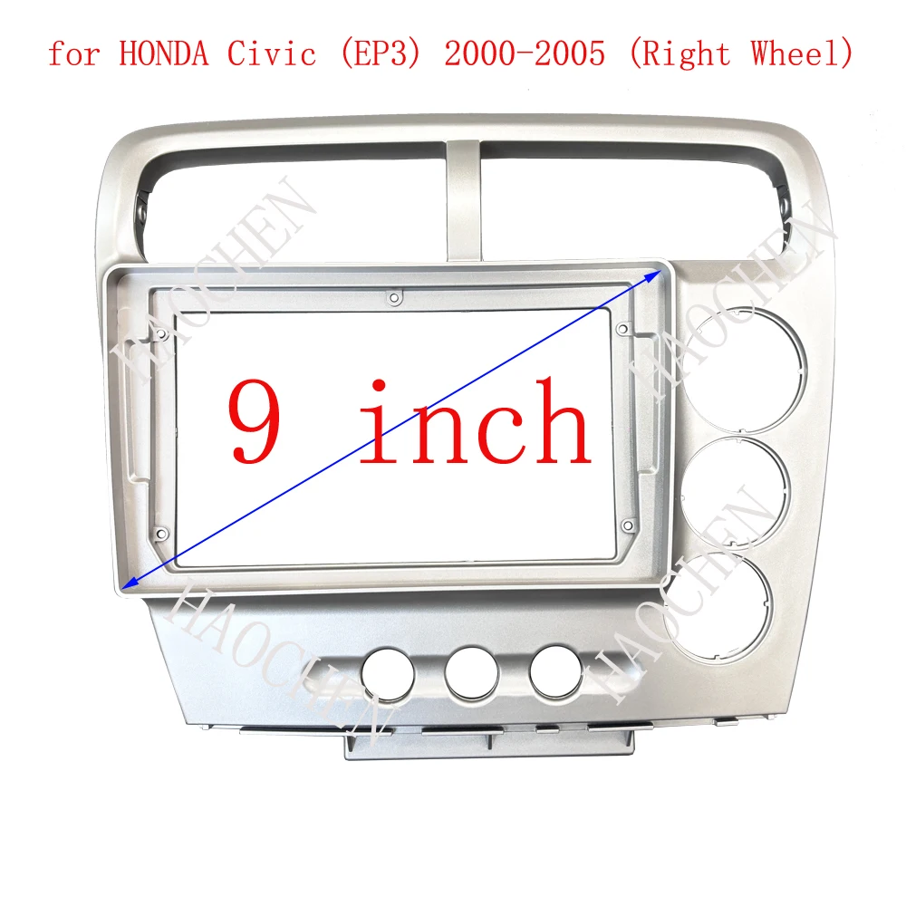 

9-дюймовая автомобильная панель радиоприемника, комплект для установки лицевой панели консоли, переходная пластина лицевой панели для HONDA Civic (EP3) 2000-2005 гг. (правое колесо)