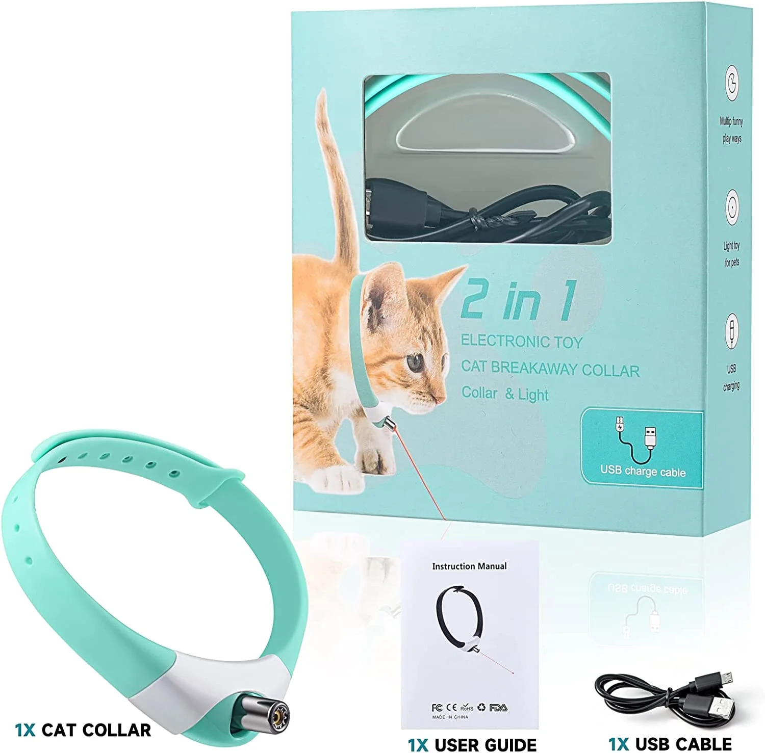 Automatic Rotating Cath Training Pet Toy Interactive Usb Charge Electric Cat Laser Collar Toy Pointer