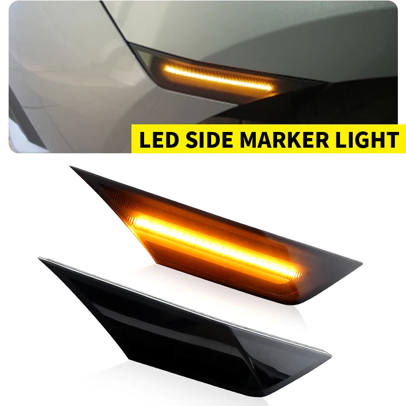 

2pcs Led Side Marker Turn Signal Light Blinker Indicator Lamp For 10th generation Honda Civic 2016-2020 OEM#:34300-TET-H01