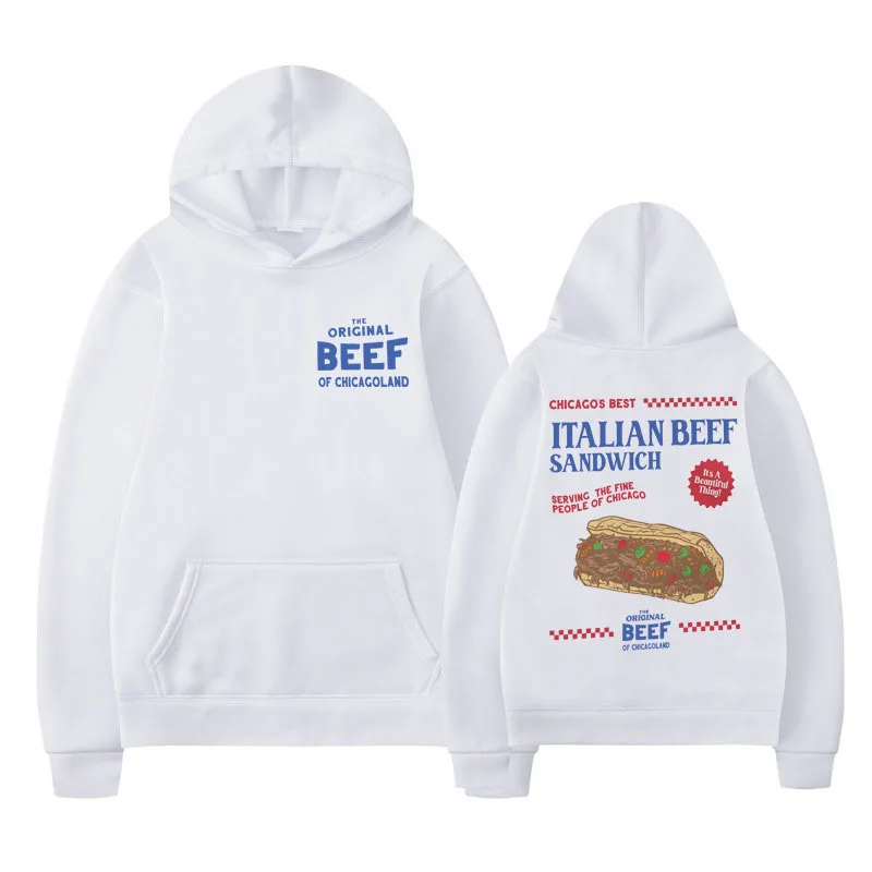 

The Bear TV Show Print Hoodies Men's Jeremey Allen White Vintage Original Beef of Chicagoland Restaurant Sandwich Sweatshirts