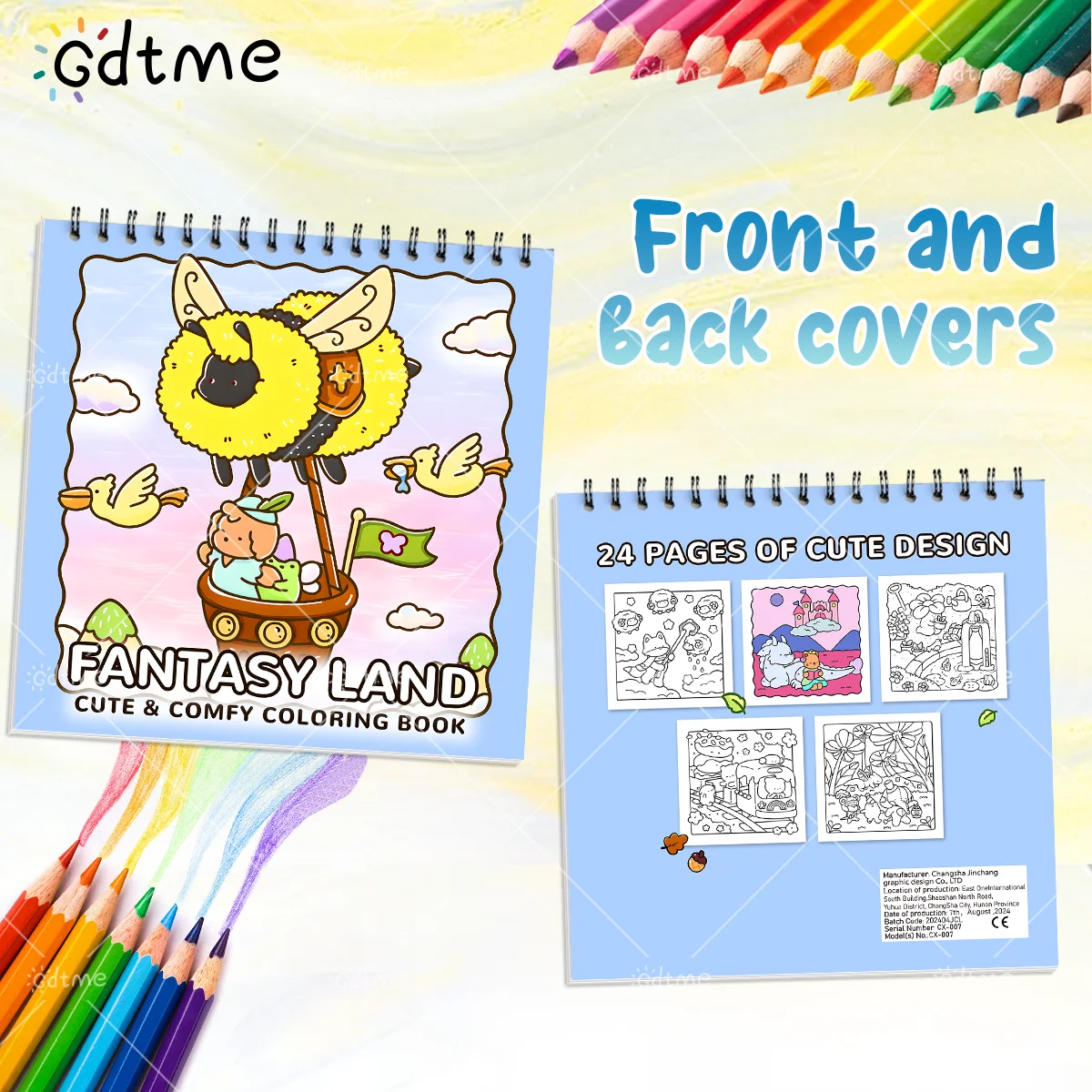 FANTASY LAND Coloring Book for Adult Featuring Spiral binding 24pages for Relaxation DIY Painting Drawing Book