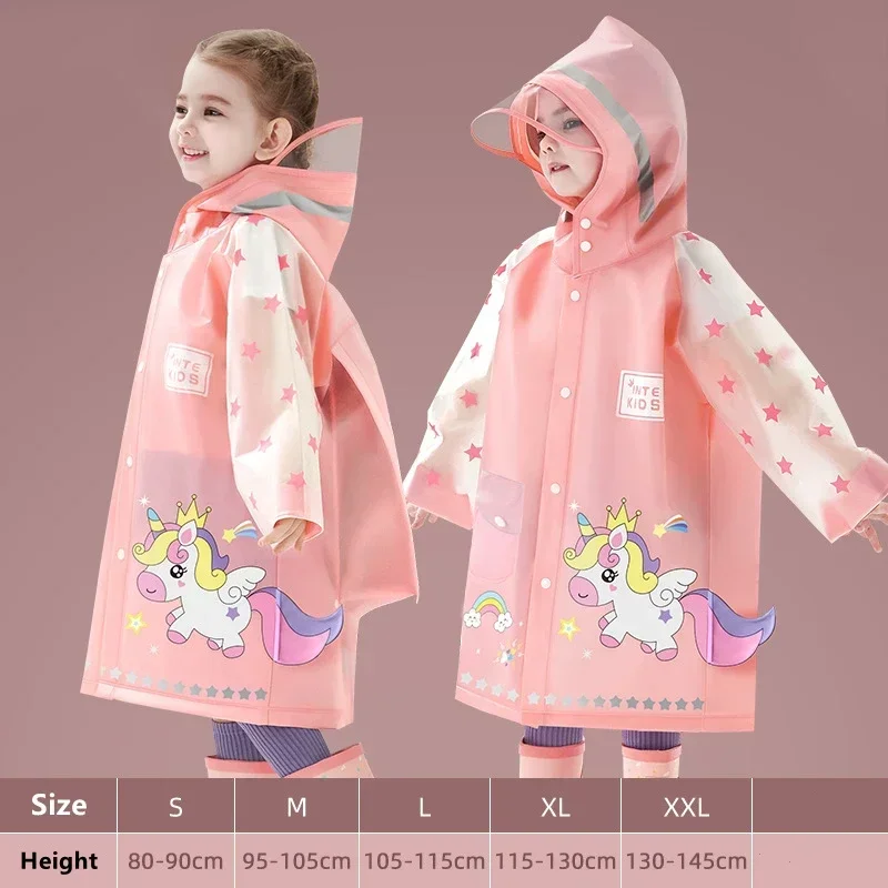 Children\'s Raincoats Cartoon Kids Waterproof Rain Poncho Boys Girls Rain Jackets Baby Rain Coat Outfits Dinosaur Cute Rainwear