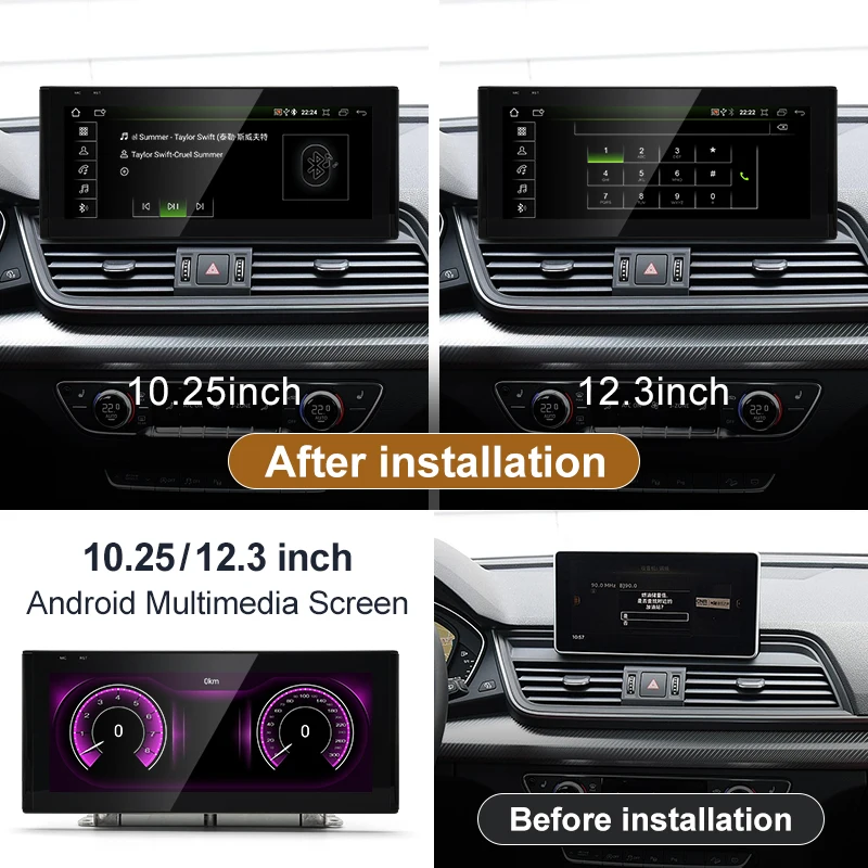STWEI Qualcomm Snapdragon 8G 256G Android14 10.25 12.3inch Wireless Carplay AUTO For AUDI 2018-2021 Q5 Car Video Players Screen