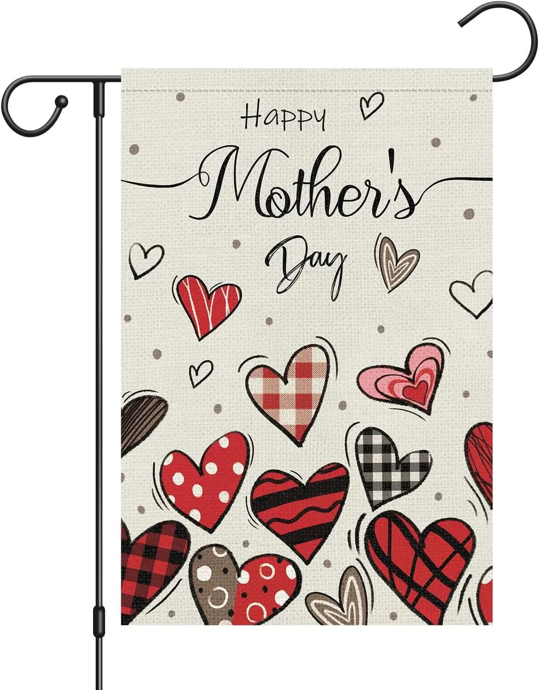 Louise Maelys Happy Mother's Day Garden Flag 12x18 Double Sided for Mom, Burlap Small Buffalo Check Plaid Love Garden Yard F yyi