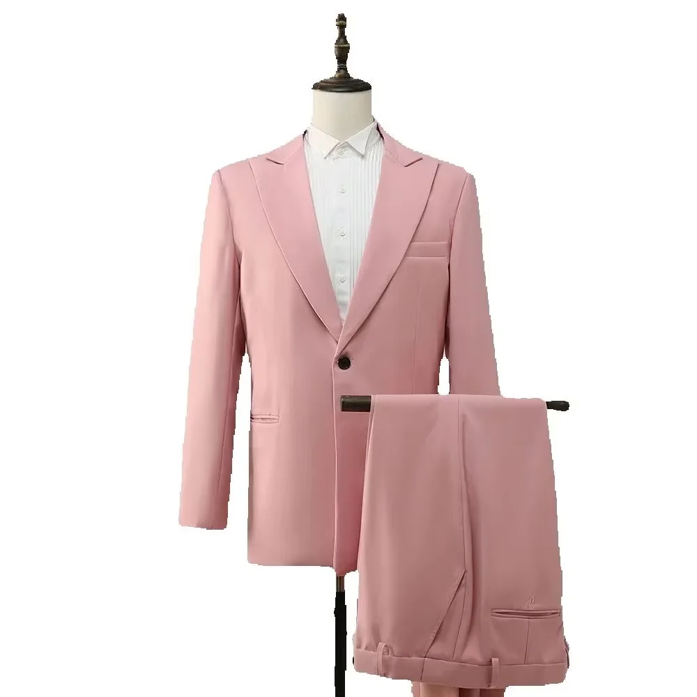 

Single Breasted Men's Suit 2 Pieces Blazer Pants Business Casual High Quality Slim Fit Male Formal Suits