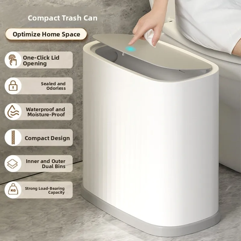 

New Home Press Type up Lid Trash Can Restaurant Kitchen Bathroom Storage Basket Toilet Trash Can Universal Household ...