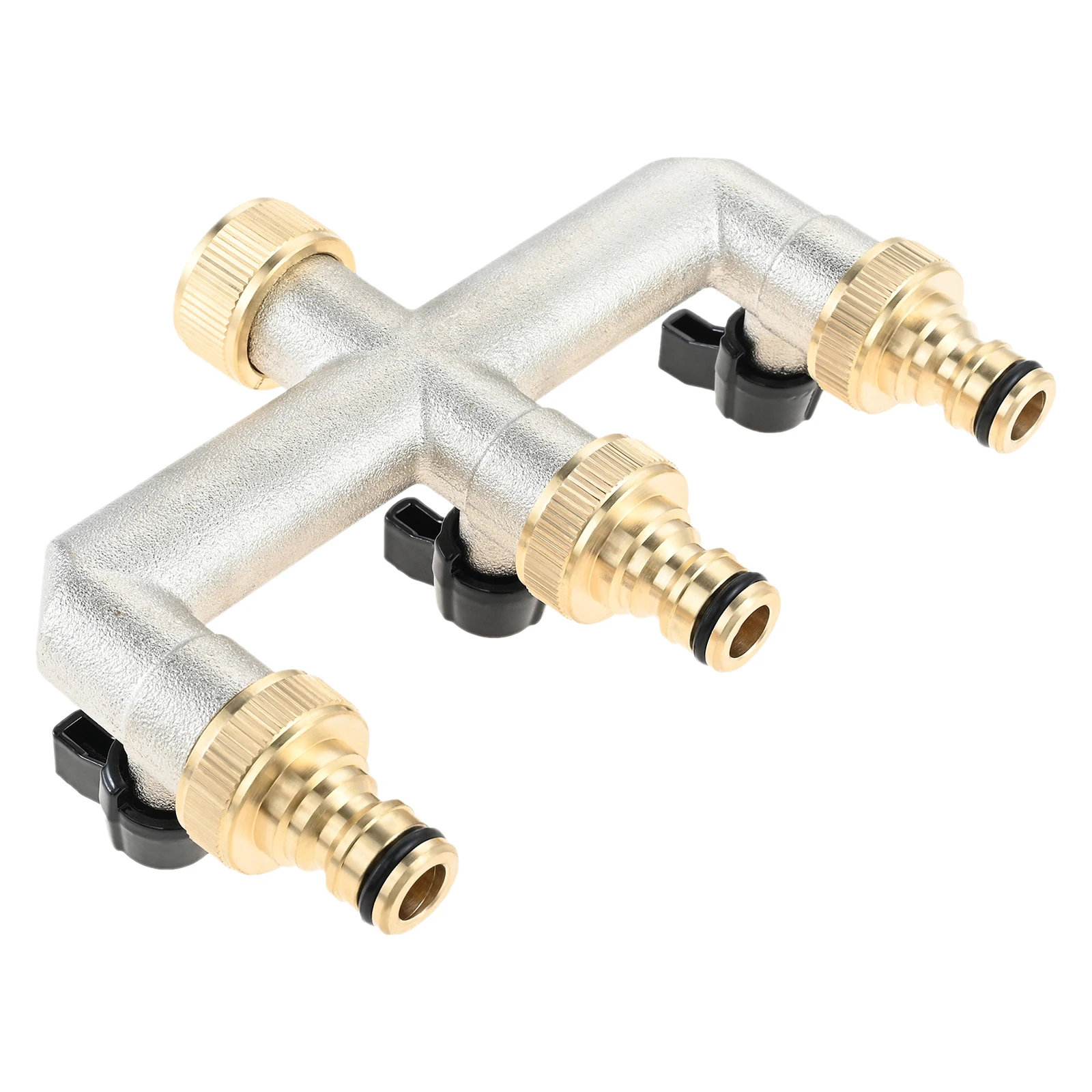 1Pc 3/4 Inch Thread 3-Way Valve Connection Tap Water Distributor with Individual Shut-off Valves 3 Distributor 3/4 Inch Adapter