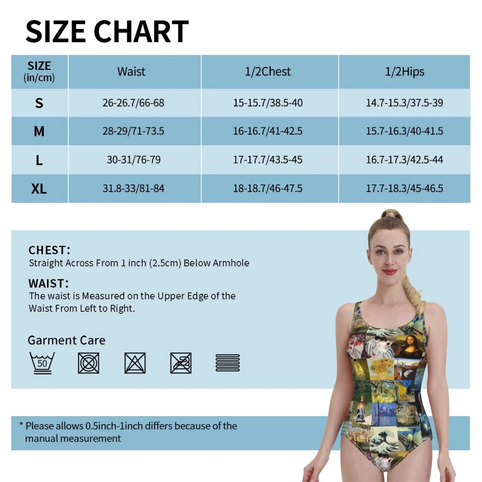 Famous Artwork Women Swimsuit One Piece Backless Swimwear Sexy Beach Wear Summer Bathing Suits Leonardo Da Vinci Mona Lisa