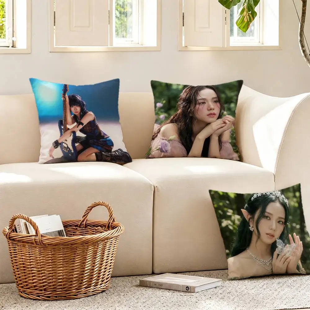 Singer L-LEE JISOO MISMATCH Pillow Case Pattern Printed Pillowcase For Living Room Sofa Cushion Cover