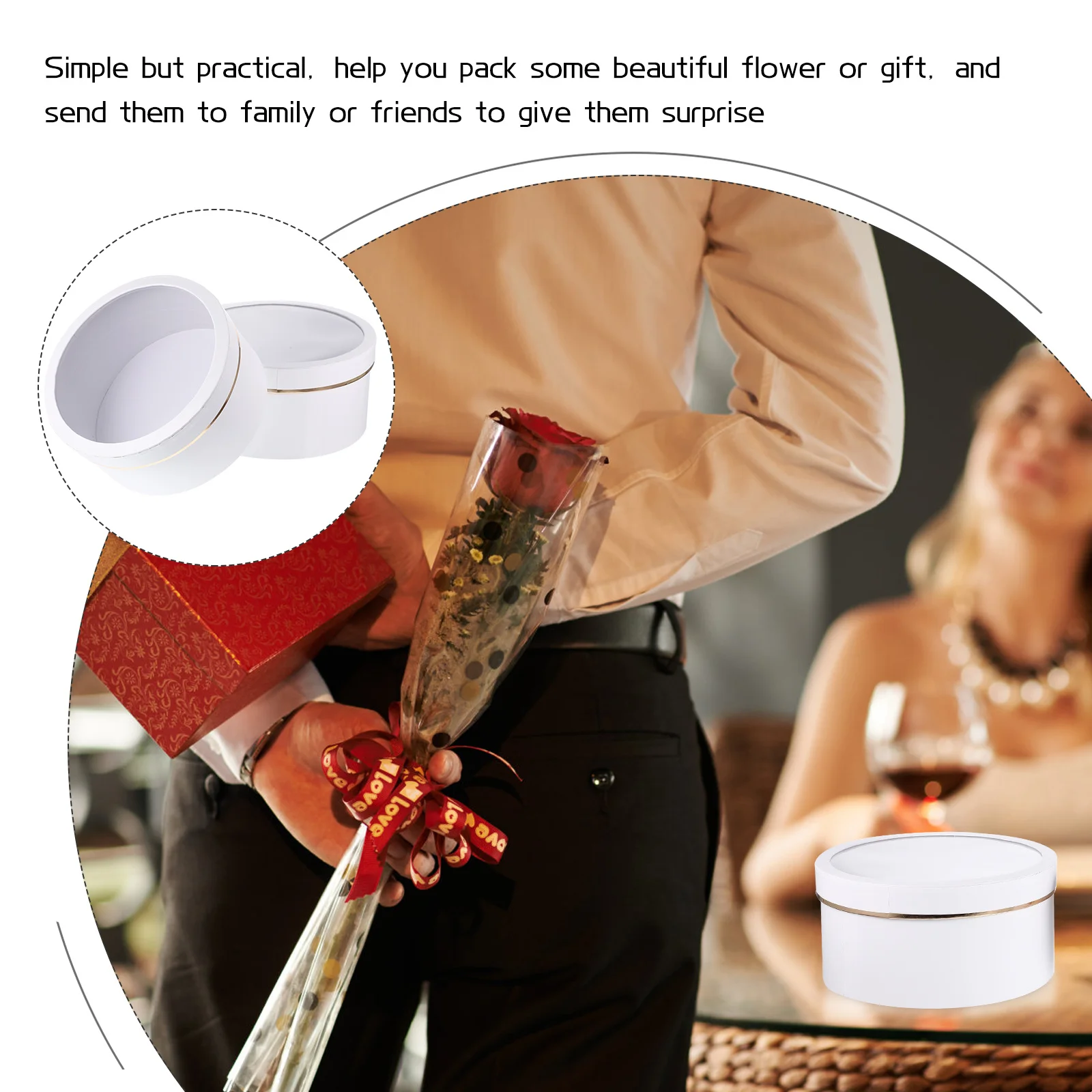 

2Pcs Flower Boxes with Lids Practical for Packaging Flowers Presents Wedding Anniversary Valentine Celebration