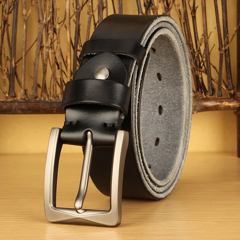 

3.8CM Real Cowskin Genuine Leather Belts Male Belt For Jeans Luxury Classical Designer Men Strap Vintage Pin Buckle Ceinture