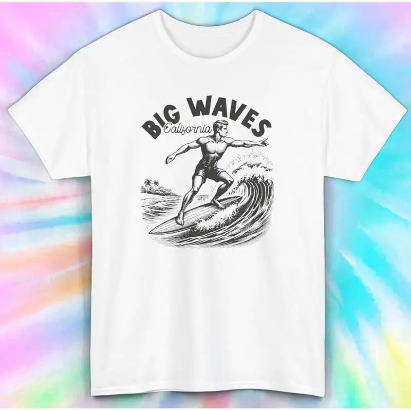 

Big Waves T Shirt California Surf Vintage Beach S 5XL