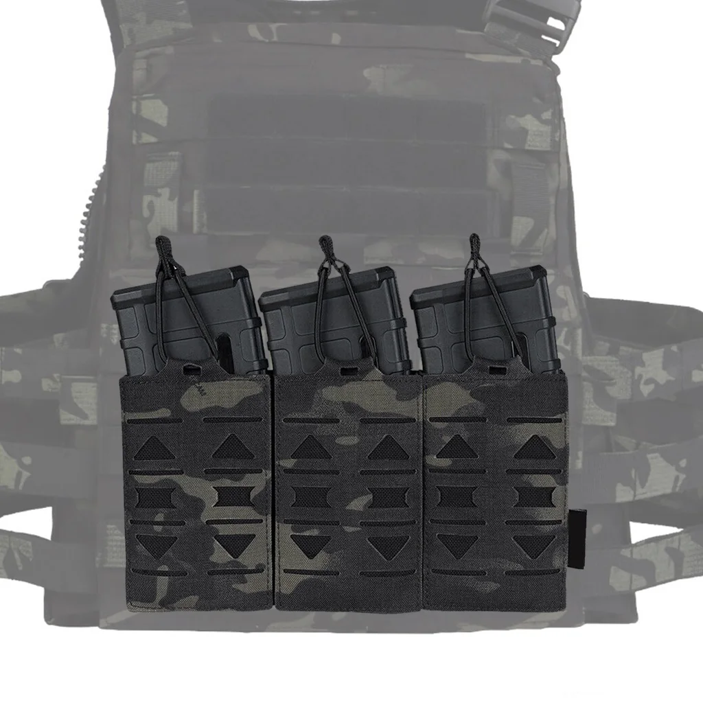 

Triple Magazine Pouch for Tactical Vest, MOLLE Abrasion Resistant Bag 5.56mm MAG Carrier Hunting Shooting Accessory Bag