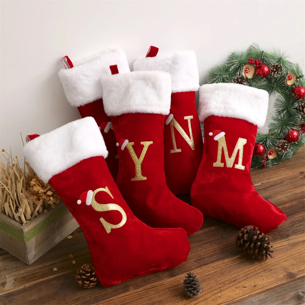 New letter Christmas stockings Christmas tree decoration pendant letter stockings Christmas decoration gift bag