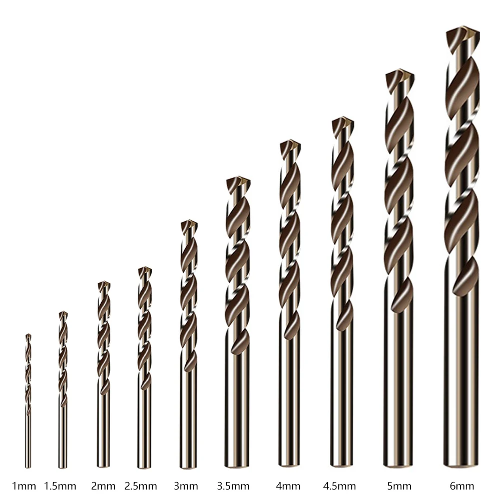 

10pcs HSS M35 Cobalt Drill Bits 1/1.5/2/2.5/3/3.5/4/4.5/5/6mm Drill Bit Hole Cutter For Metal Stainless Steel Drilling