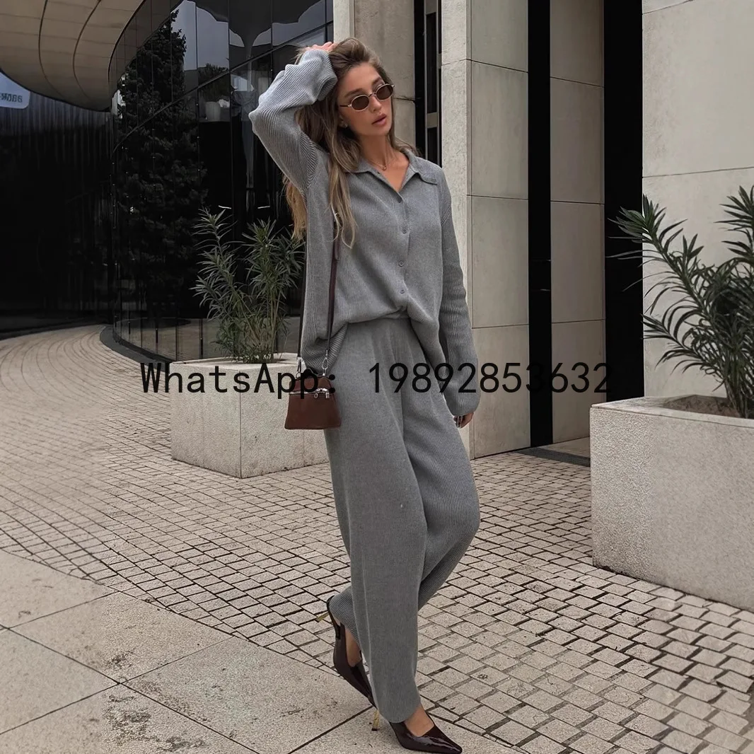 

PYJ knitted cardigan autumn and winter new loose two-piece casual sweater set women