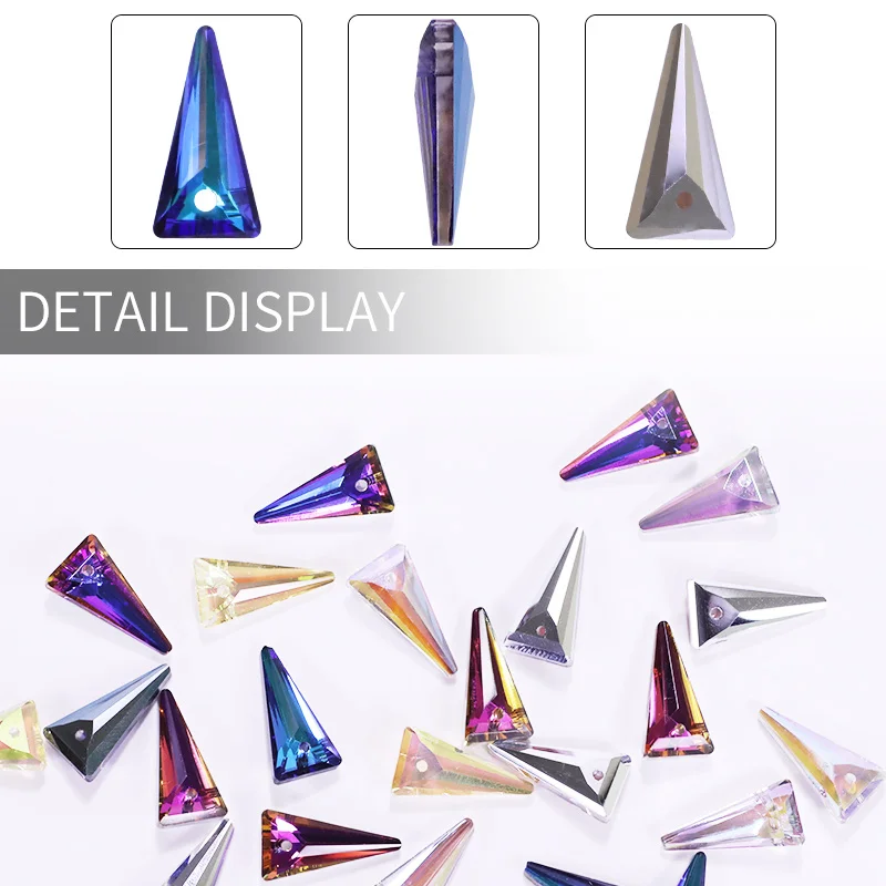 20pcs/pack Crystal Spike Pendant Australia Glass Long Triangle Shape Beams Rhinestone For Jewelry Making Necklace Earthings DIY