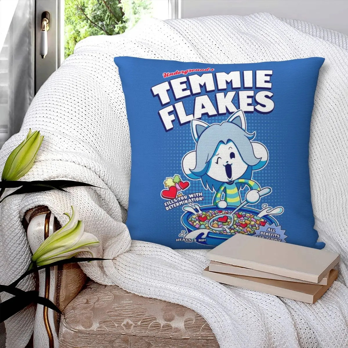 Temmie Flakes Undertale Pillowcase Soft Polyester Cushion Cover Game Throw Pillow Case Cover Living Room Drop Shipping 45*45cm