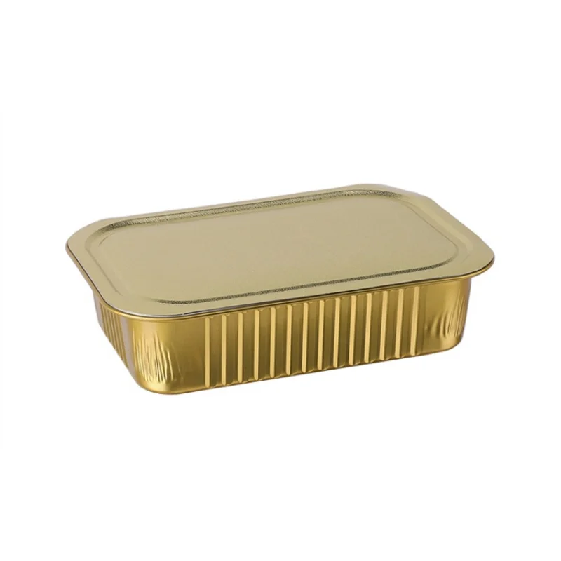 صندوق قصدير مقاوم للزيت ودرجات الحرارة العالية للاستعمال مرة واحدة، طبق مستطيل سميك للشواء، لوحة تجارية خاصة