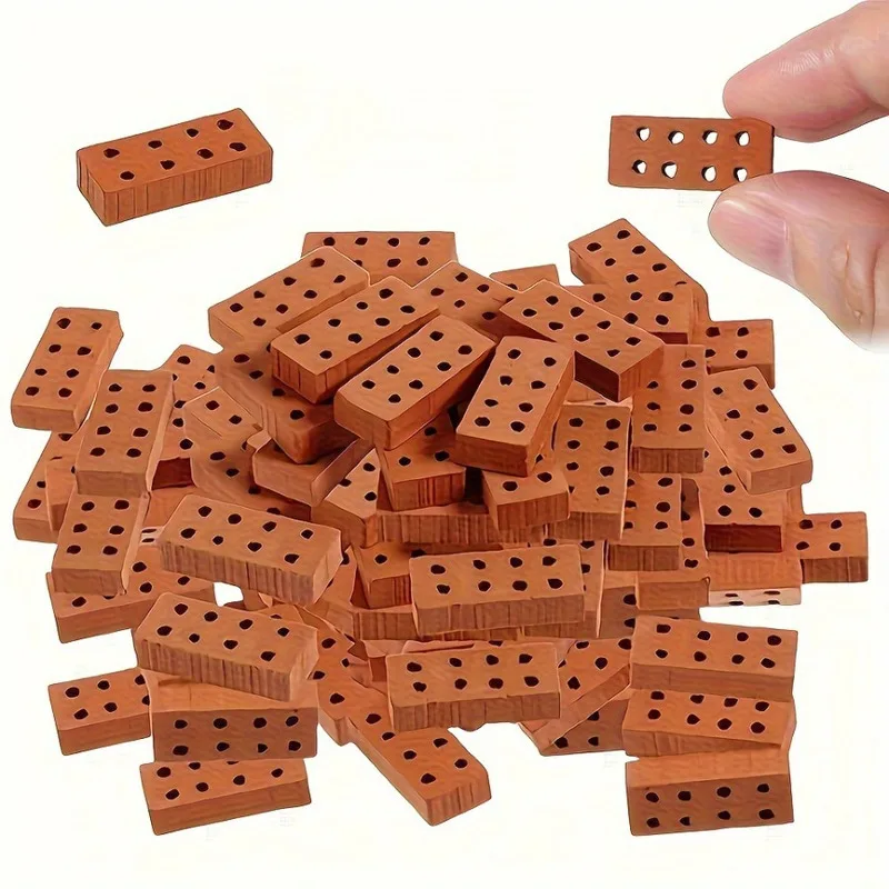 Miniature Red Clay Bricks for House Architecture, Realistic 1:16 Scale Tiny Building Blocks for Bonsai Decor DIY Micro Craft
