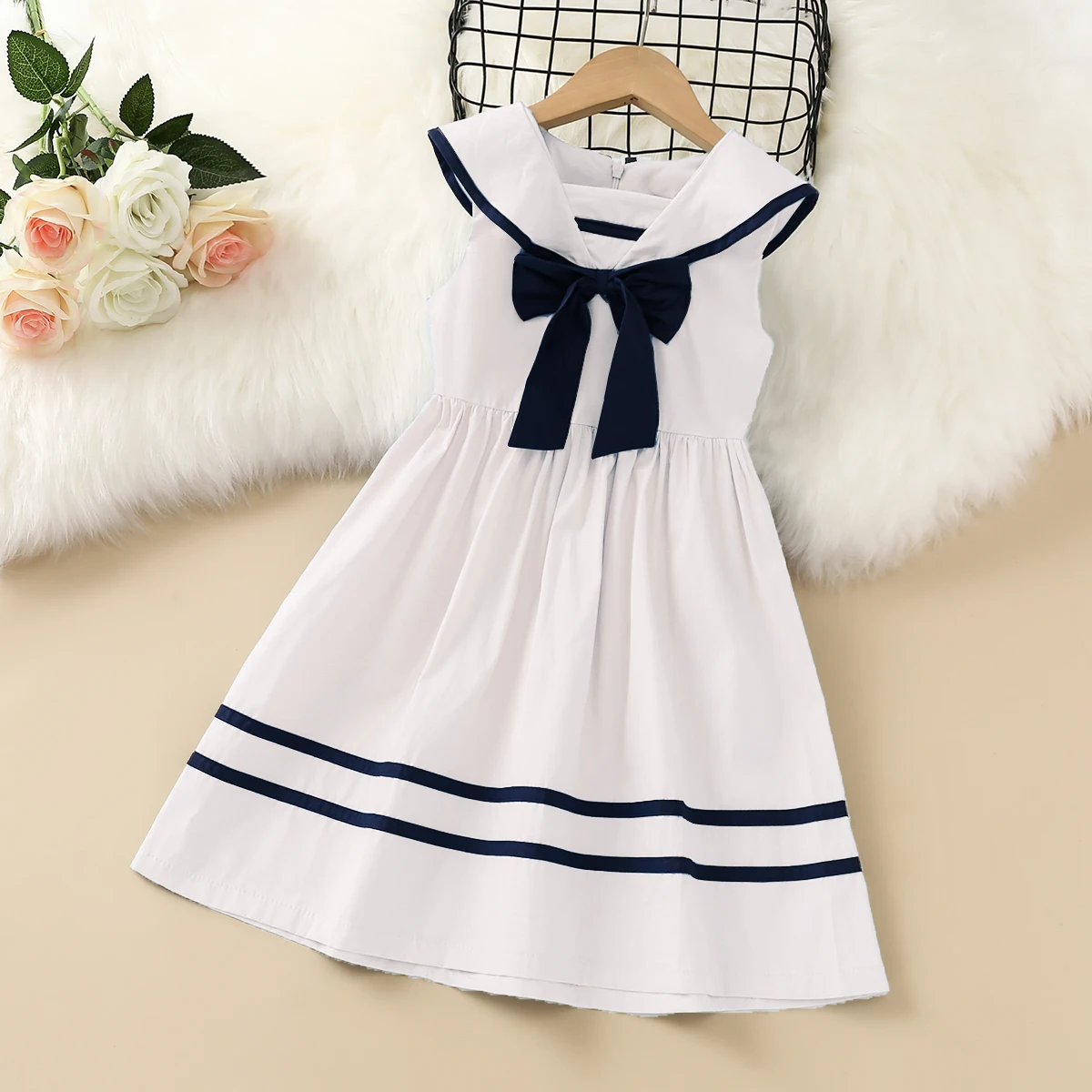 

Baby Children Dresses for Girls Clothes Teenagers School Uniform Summer Sleeveless Outfits Kids Preppy Dresses Child Costumes