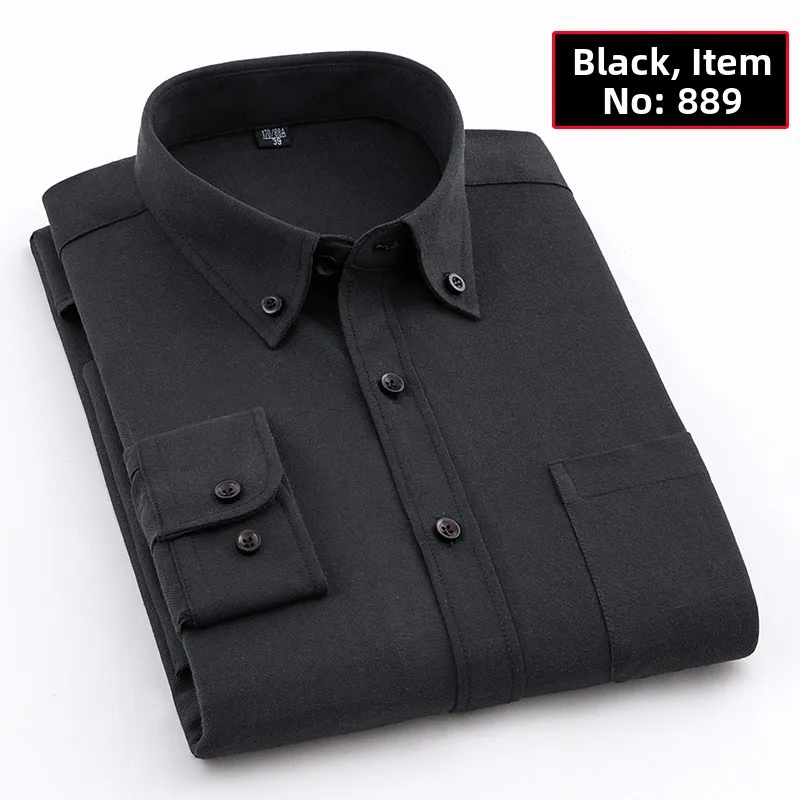 Wear-Resistant Large Size Oxford Cloth Men's Shirt Long Sleeve Loose Fit  Color Business Workwear Casual Fashion