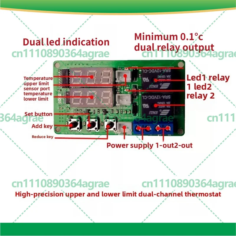 For High Precision Temperature Controller Upper Lower Limit Dual Relay Alarm Air Vent Adjustment Power Tools Accessory