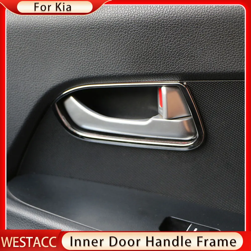 4Pcs Chrome Car Inner Door Handle Frame Cover Sticker Trim for Kia Sportage R SportageR 2012 2013 2014 2015 Interior Accessories