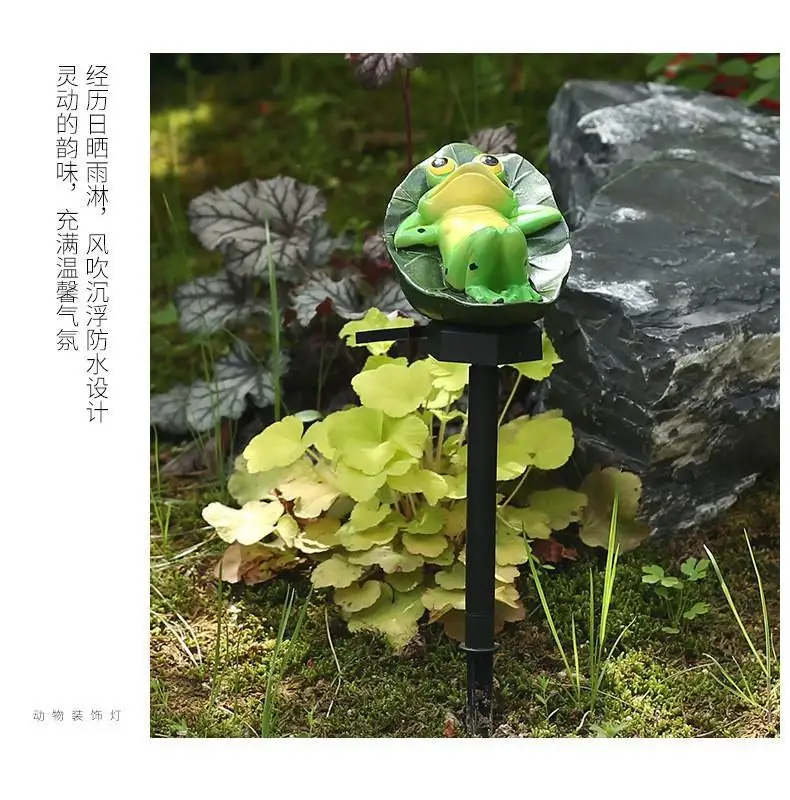 Outdoor Solar Led Lights Resin Frog Statue Solar Lawn Lamp Waterproof Stake Lights For Gardens Balconies Home Decoration