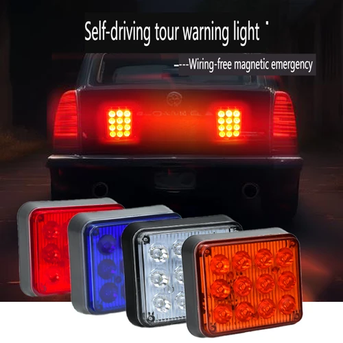 Luces de emergencia de advertencia de carga de batería de 12LED, luz trasera estroboscópica de seguridad para vehículo, USB, 5V, magnética con luz de baliza de flash