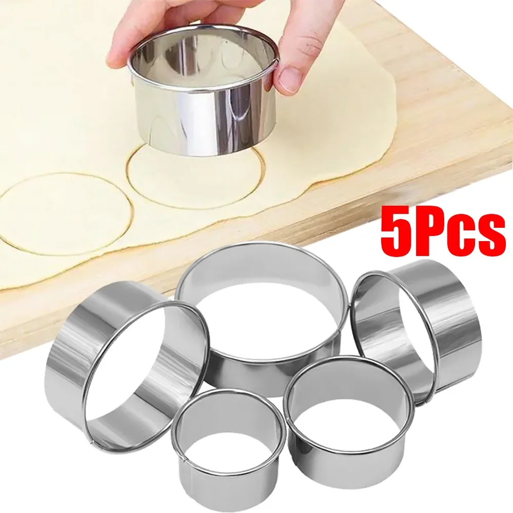 5/1Pcs Round Biscuit Mold Stainless Steel Cake Fondant Cutting Mold DIY Biscuit Pastry Cake Baking Tools Kitchen Baking Gadget