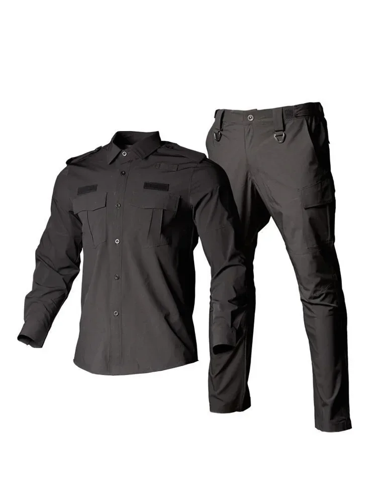 Autumn Summer Men Quick Dry T Shirt Tops+Pants 2 Piece Set Tactical Suit Uniform Work Wear Men Heavy Duty Tactical Suit Uniform