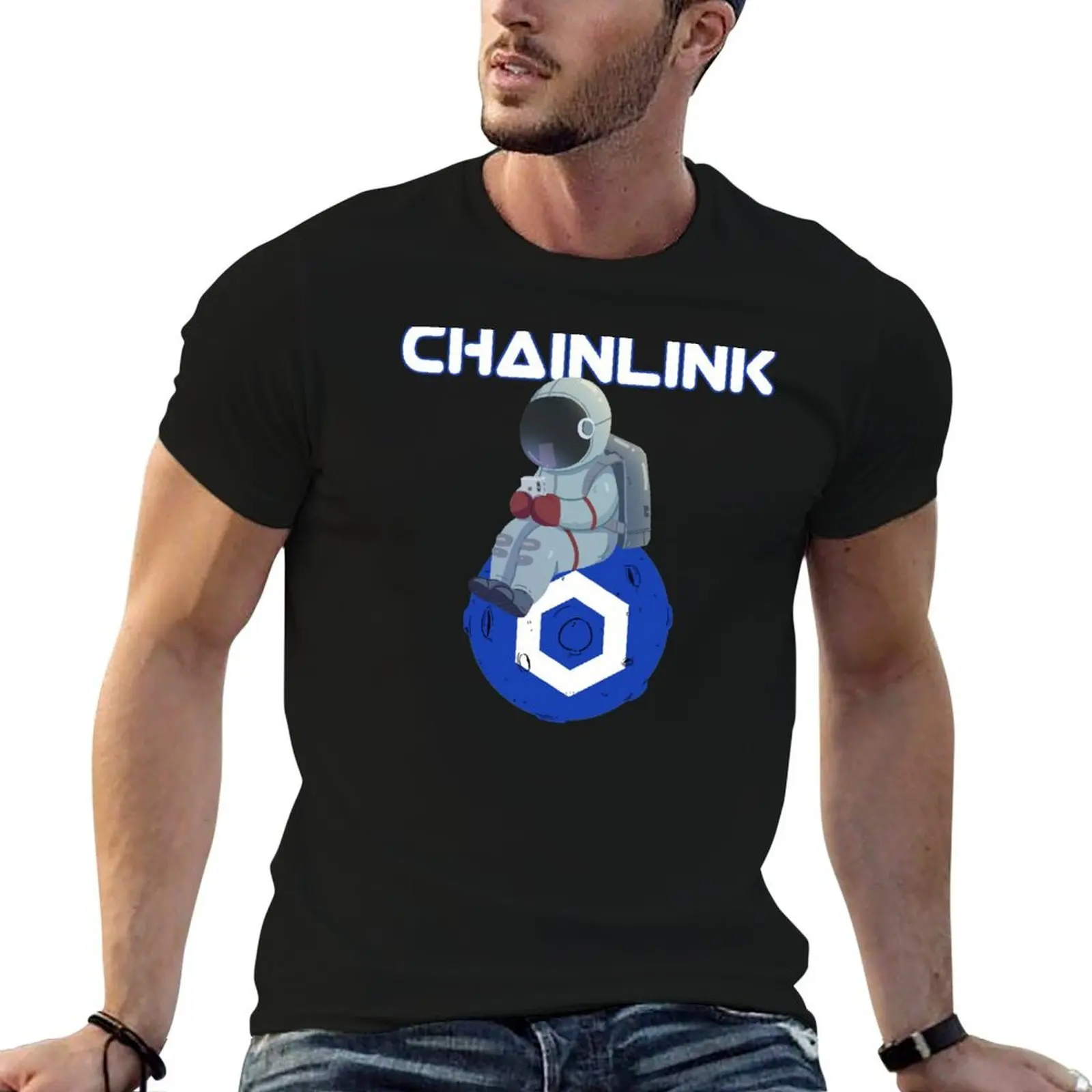 Moon Man Planet Chainlink LINK Crypto T-Shirt Clothing sweat clothes for men