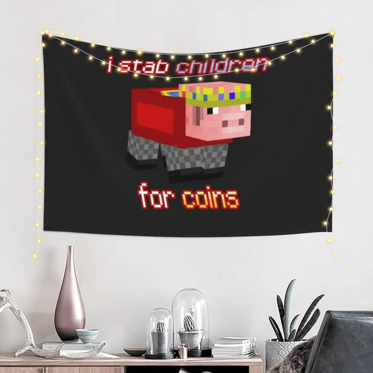 Technoblade I stab Children for Coins Tapestry Bathroom Decor Cute Room Decor Tapestry